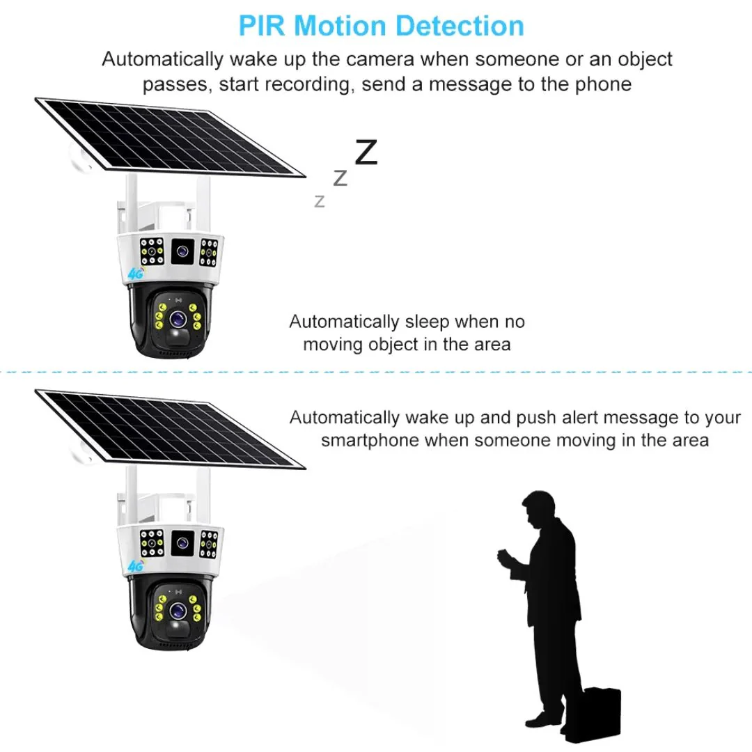 3 Screens Dual Lens V380 Pro 12MP 6K PTZ 4G SIM Card Solar Powered CCTV Security Camera Waterproof Solar PTZ Camera WIFI - Image 3