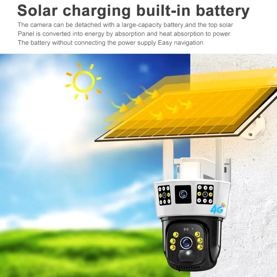 3 Screens Dual Lens V380 Pro 12MP 6K PTZ 4G SIM Card Solar Powered CCTV Security Camera Waterproof Solar PTZ Camera WIFI - Image 5