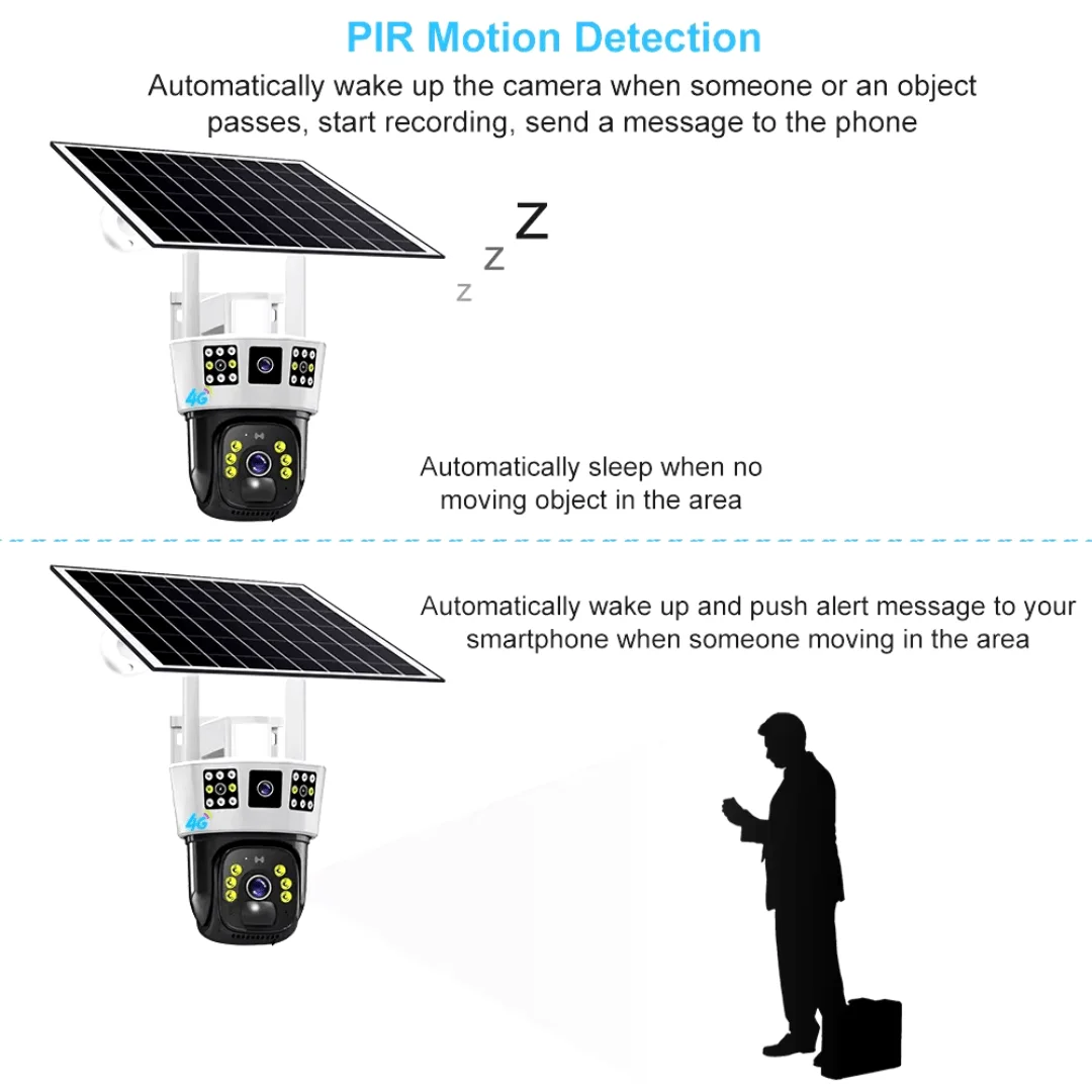 3 Screens Dual Lens V380 Pro 12MP 6K PTZ 4G SIM Card Solar Powered CCTV Security Camera Waterproof Solar PTZ Camera WIFI - Image 3