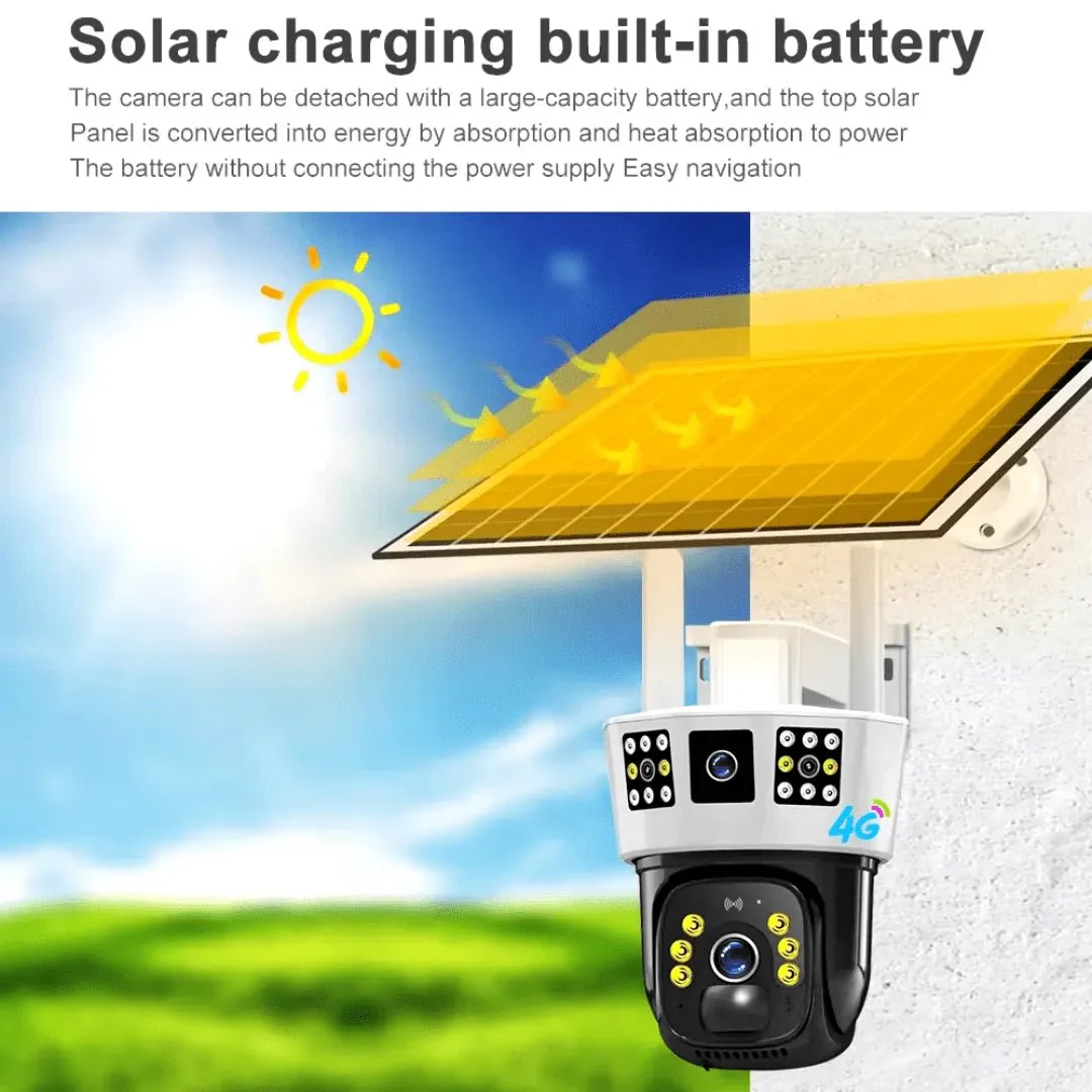 3 Screens Dual Lens V380 Pro 12MP 6K PTZ 4G SIM Card Solar Powered CCTV Security Camera Waterproof Solar PTZ Camera WIFI - Image 4