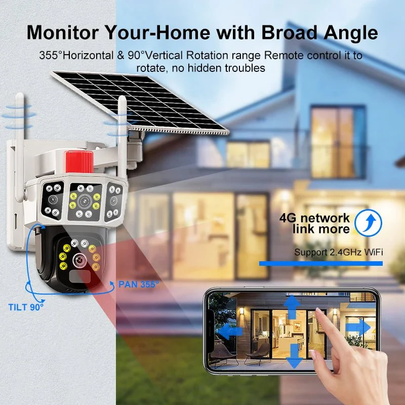6MP Dome Camera New Design Outdoor Home Wireless Network Video Solar 360 2 Lens  4G PTZ Security Night Vision Two Way Audio - Image 3