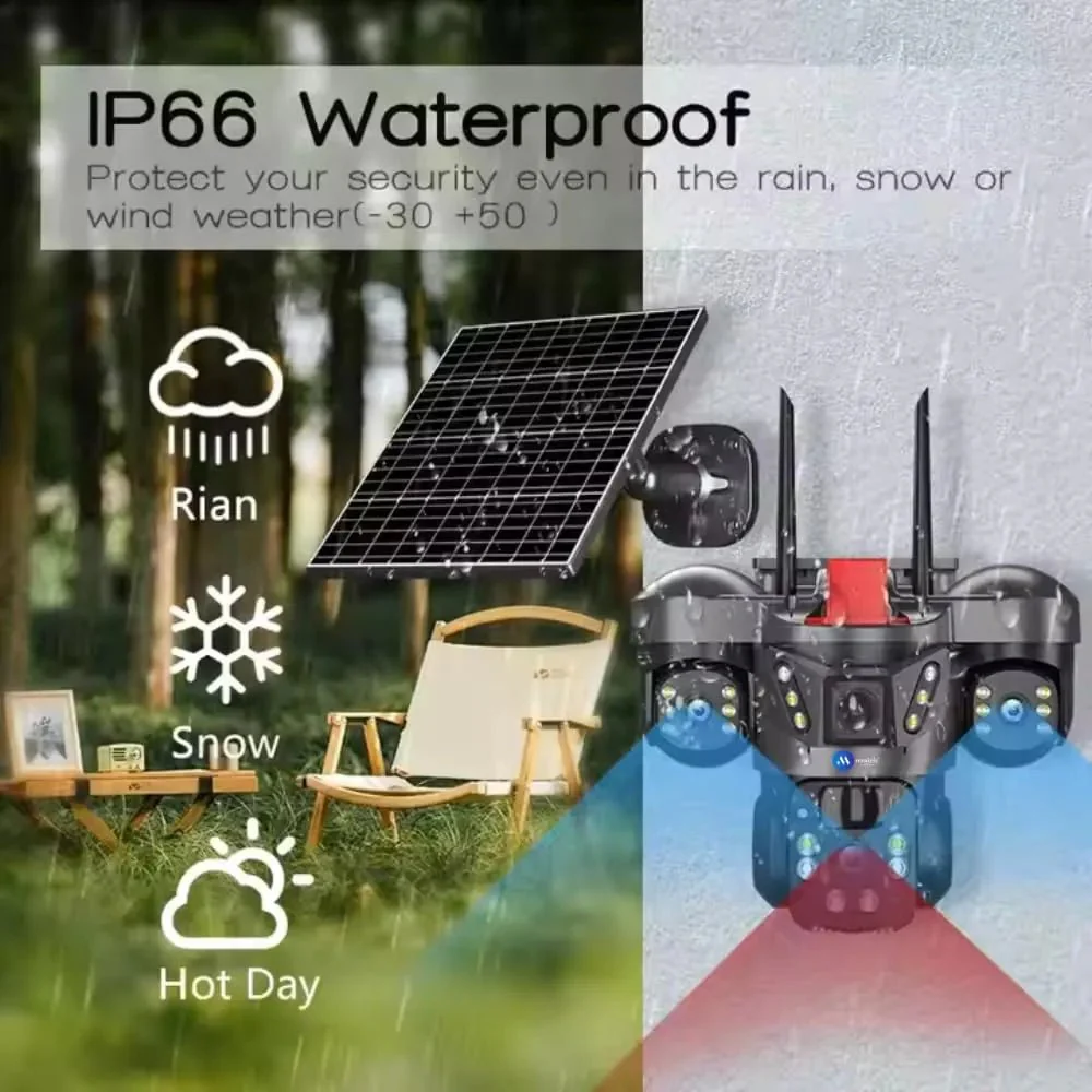 4G Solar Triple Lens 5MP Outdoor CCTV Camera | 3-Screen View | Manual Side Rotation| Auto Tracking | Human Detection | Color Night Vision | Two-Way Audio | Multi-User Access - Image 4