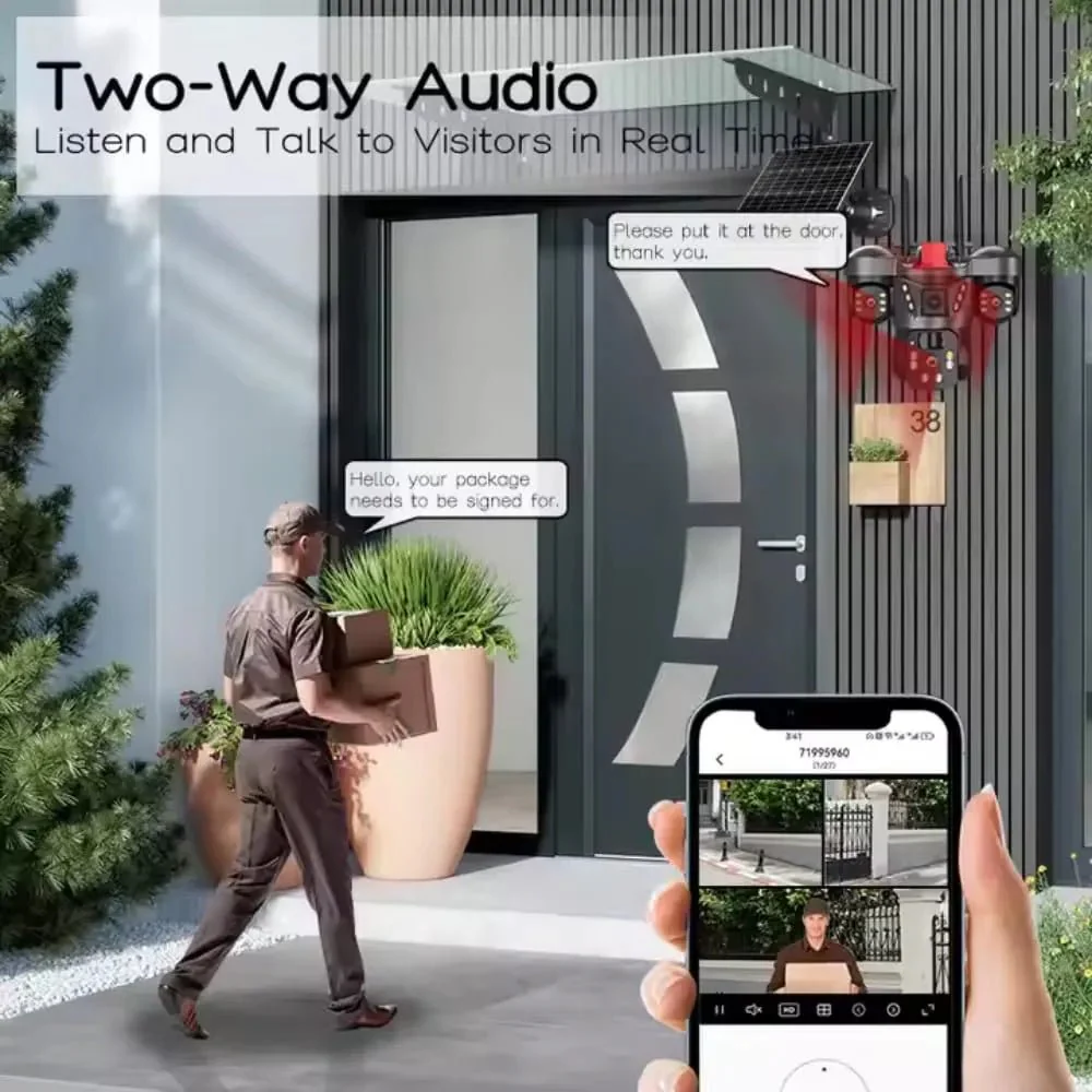 4G Solar Triple Lens 5MP Outdoor CCTV Camera | 3-Screen View | Manual Side Rotation| Auto Tracking | Human Detection | Color Night Vision | Two-Way Audio | Multi-User Access - Image 6