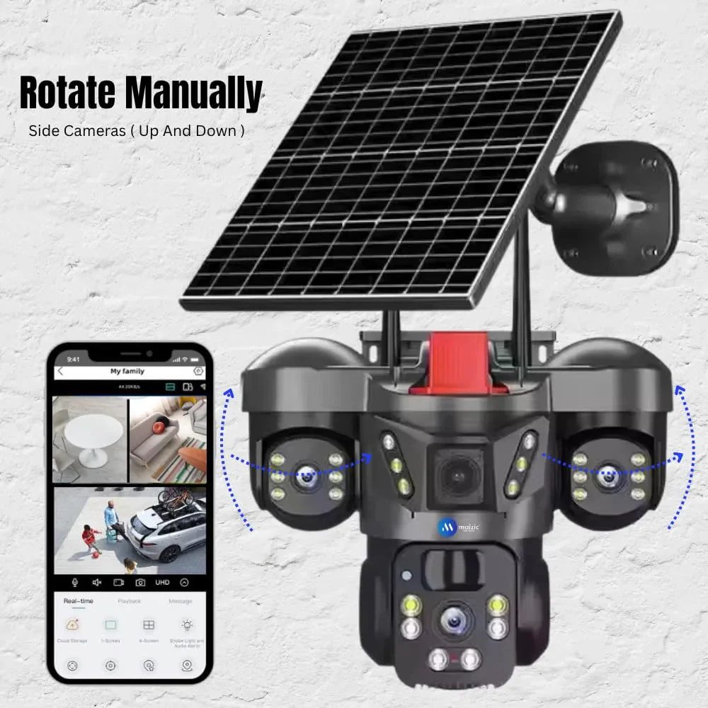 4G Solar Triple Lens 5MP Outdoor CCTV Camera | 3-Screen View | Manual Side Rotation| Auto Tracking | Human Detection | Color Night Vision | Two-Way Audio | Multi-User Access - Image 8