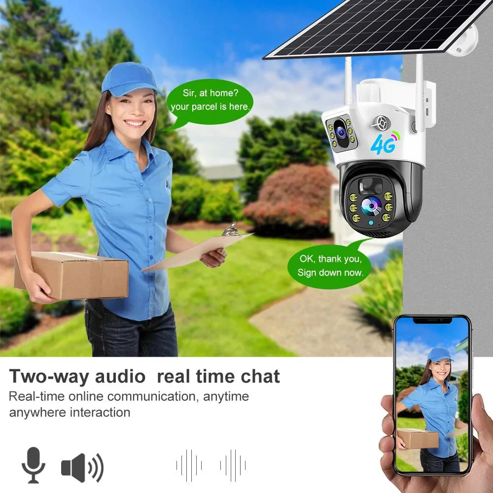 V380 4MP Dual Lens 4G Solar Camera IP66 Waterproof PIR Motion Detection IR Night Vision PTZ 4G Camera - Image 5