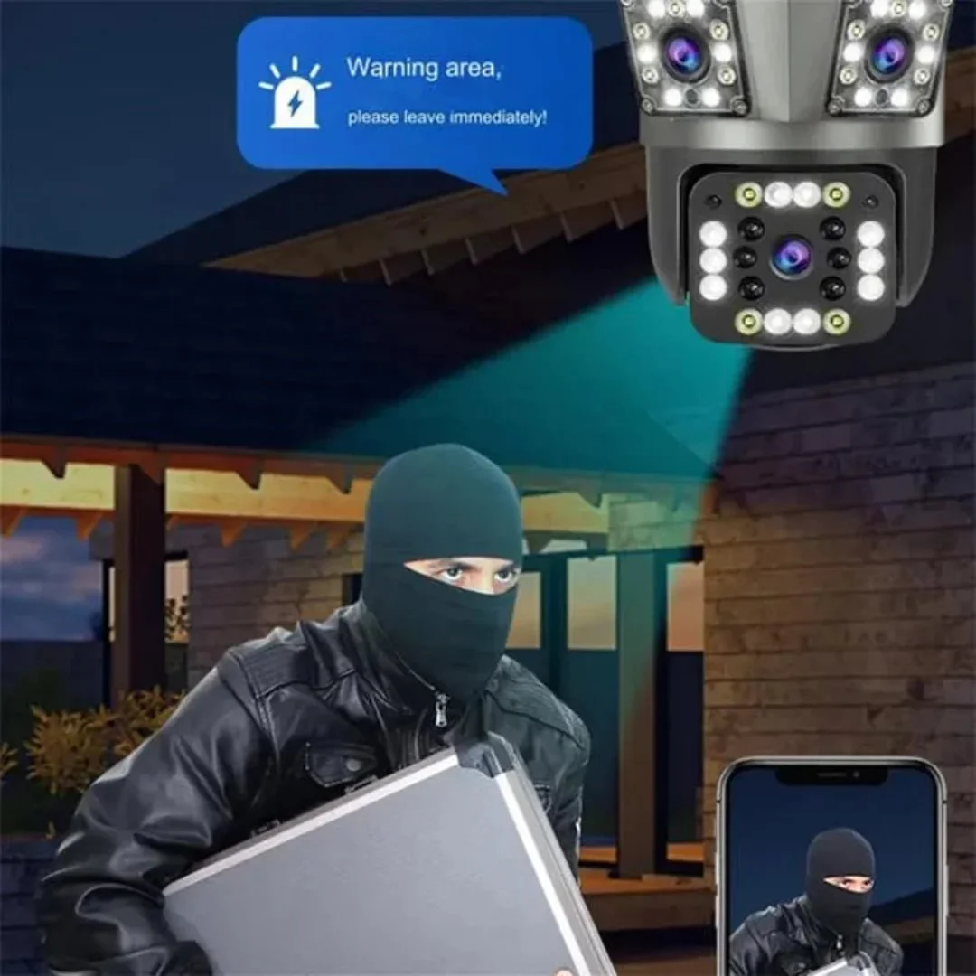 Outdoor Waterproof Wireless WiFi HD Security Camera, 3 Lens Security Camera Outdoor, Mini Hd WiFi Security Camera 360, Outdoor Waterproof WL Security Camera for Home (3 Lens) - Image 3