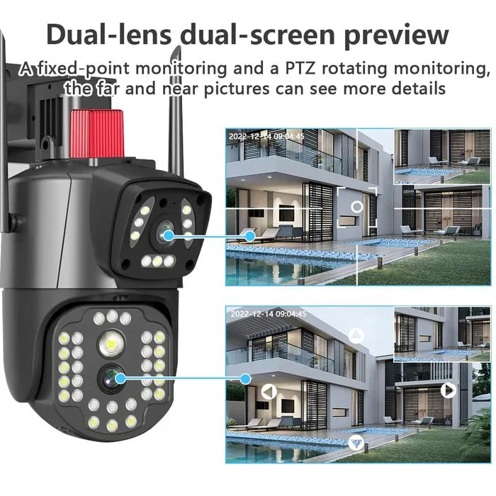 PTZ WIFI OUTDOOR DURAL LENS 2MP+2MP 4MP IN TOTAL DURAL IR LED COLORVU NIGHT VISION APP V380 PRO - Image 3