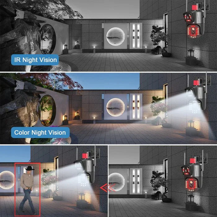 PTZ WIFI OUTDOOR DURAL LENS 2MP+2MP 4MP IN TOTAL DURAL IR LED COLORVU NIGHT VISION APP V380 PRO - Image 4