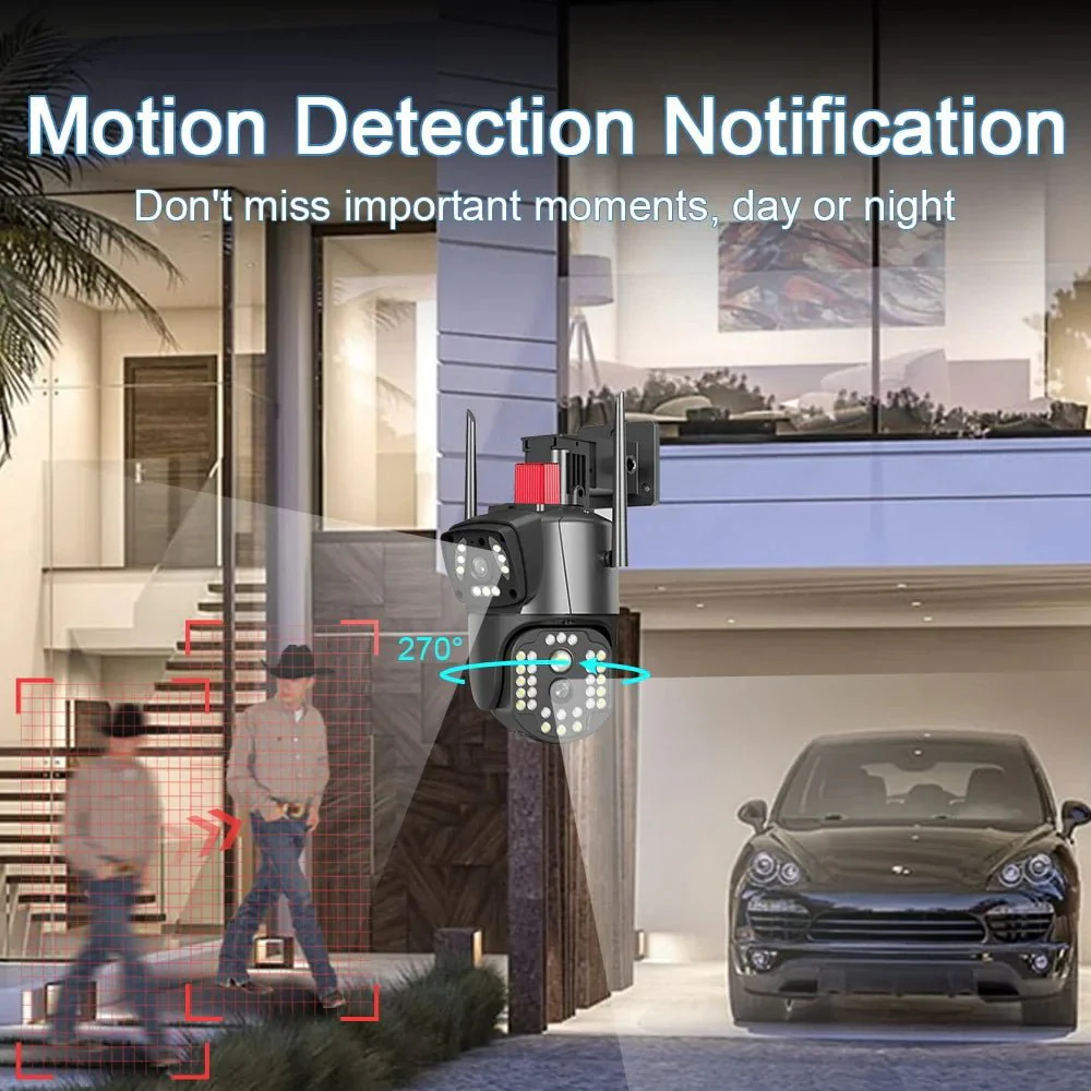 PTZ WIFI OUTDOOR DURAL LENS 2MP+2MP 4MP IN TOTAL DURAL IR LED COLORVU NIGHT VISION APP V380 PRO - Image 5