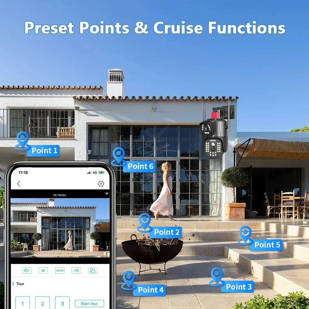 PTZ WIFI OUTDOOR DURAL LENS 2MP+2MP 4MP IN TOTAL DURAL IR LED COLORVU NIGHT VISION APP V380 PRO - Image 6