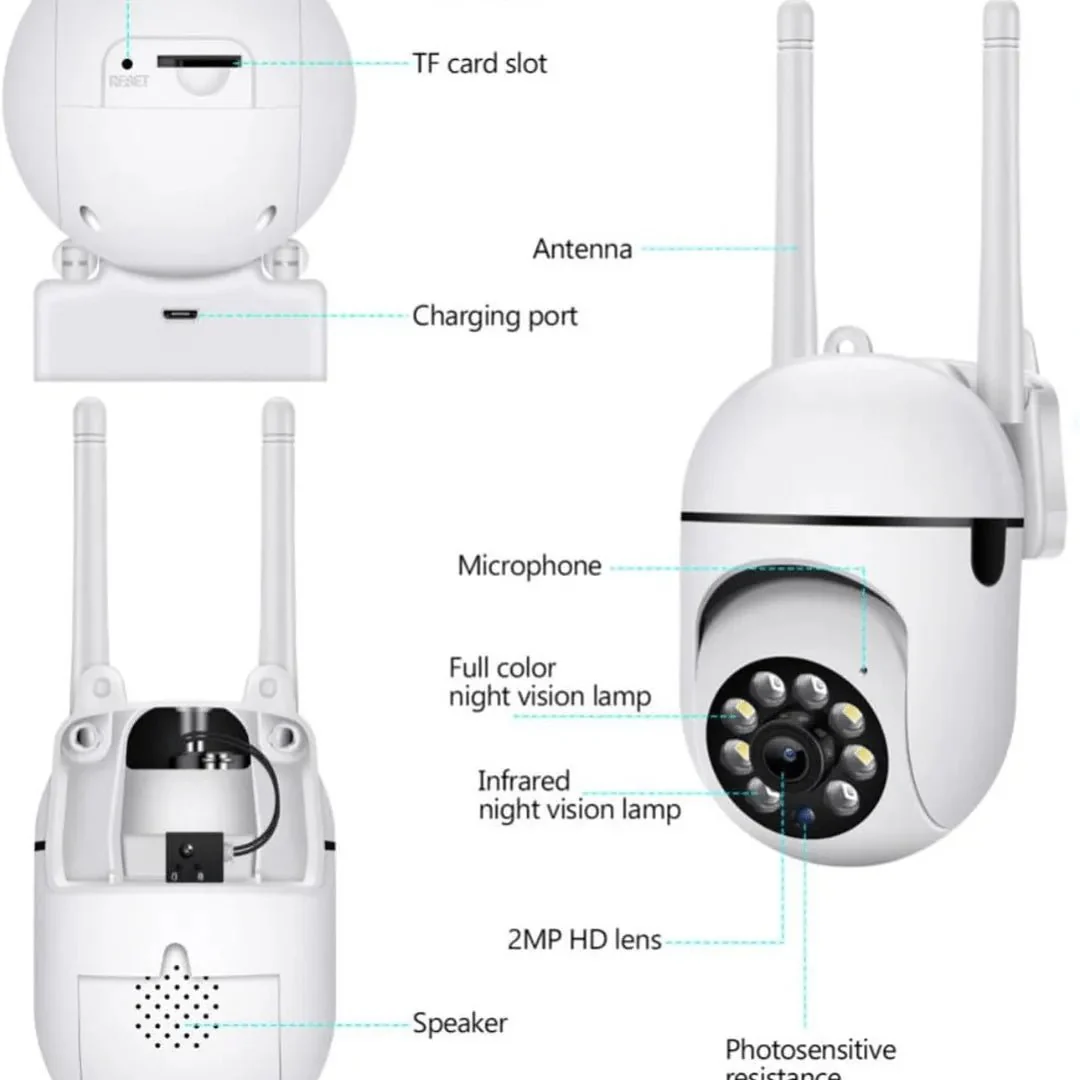 Security Camera Outdoor WIFI, 1080P HD Night Vision 2 Way Voice Intercom Remote Surveillance Camera for Home Shop Apartment, Motion Detection, 350 Degree Rotation - Image 5