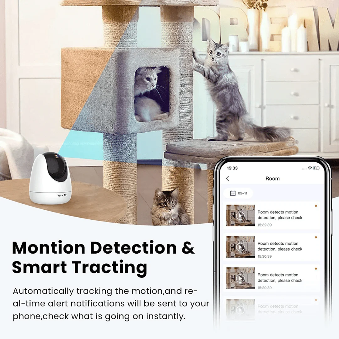 Tenda CP3 Security Pan/Tilt Smart Camera, 360° All-Round Vision, 1080P HD, Motion Detection, Two-Way Audio, Night Vision, - Image 4