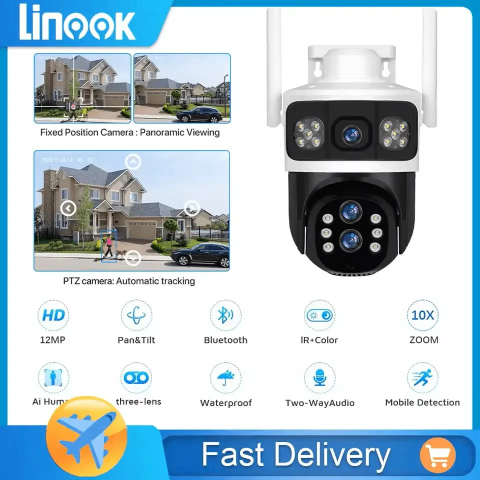 V380 Pro, 12MP, 10x Optical Zoom, 4G SIM Card, Wireless WIFI CCTV, IP Security Camera, Waterproof Outdoor Surveillance, Pan-Tilt 360 Motion Detection, Color Night Vision, - Image 3