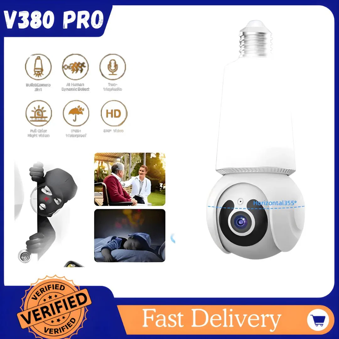 V380 Pro Dual Light Bulb PTZ Indoor Wifi CCTV IP Camera Hallways Corridors Bedroom 2MP Wireless Bulb Light Camera - Image 4