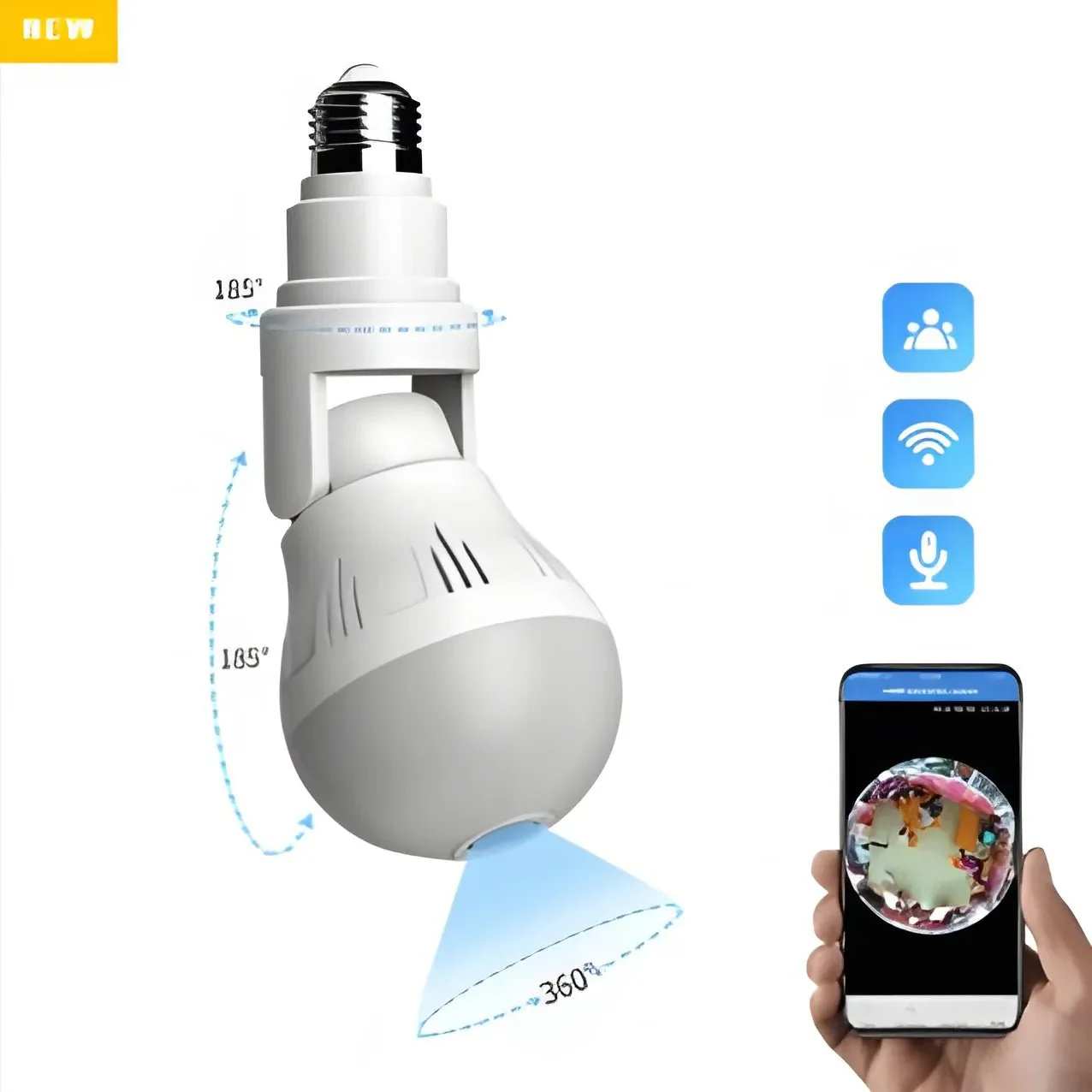 WiFi Flexible Light Bulb Camera 1080P HD Wireless 360 Degree Panoramic Infrared Night Vision WITH V380 APP - Image 3